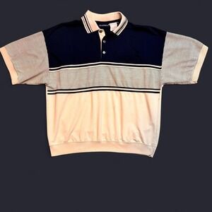 Vintage Navy blue and white striped polo shirt 90s vibe, Puritan